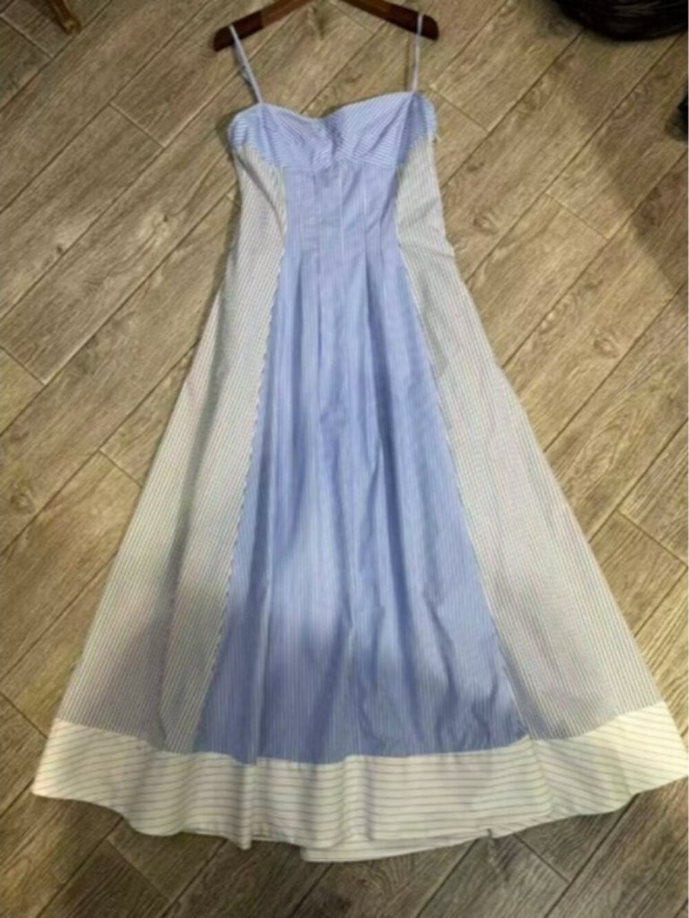 SIMKHAI Chamberlain paneled striped cotton-poplin midi dress - Picture 5 of 10